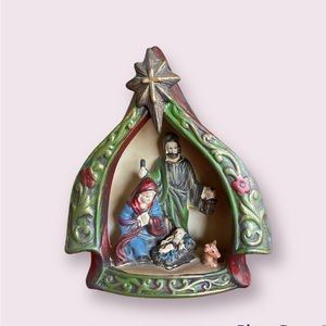 Christmas nativity figurine. Ceramic decor.